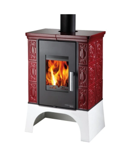 EBOLI AL II z wymiennikiem wodnym, kafle bordeaux, podstawa biała