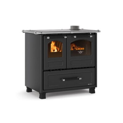 Piec kuchenny Family 4,5 czarny - La Nordica-Extraflame .KUCHENKA NA DREWNO Z OBUDOWĄ ZE STALI PORCELANOWEJ.