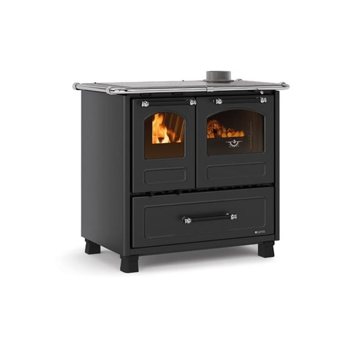 Piec kuchenny Family 4,5 czarny - La Nordica-Extraflame .KUCHENKA NA DREWNO Z OBUDOWĄ ZE STALI PORCELANOWEJ.